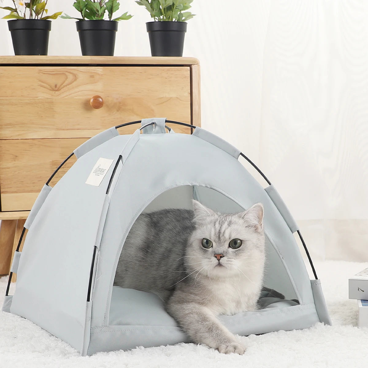 Cozy Cat Tent Bed – Warm & Soft Pet House for Kittens & Cats | Winter Cat Cave, Foldable Cushion Bed, Indoor Cat Furniture