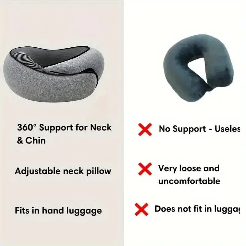 Memory Foam Travel Neck Pillow – U-Shaped, Soft & Supportive for Sleep, Noon Break & Travel Comfort