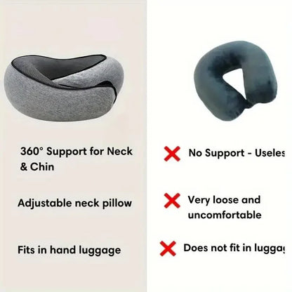 Memory Foam Travel Neck Pillow – U-Shaped, Soft & Supportive for Sleep, Noon Break & Travel Comfort