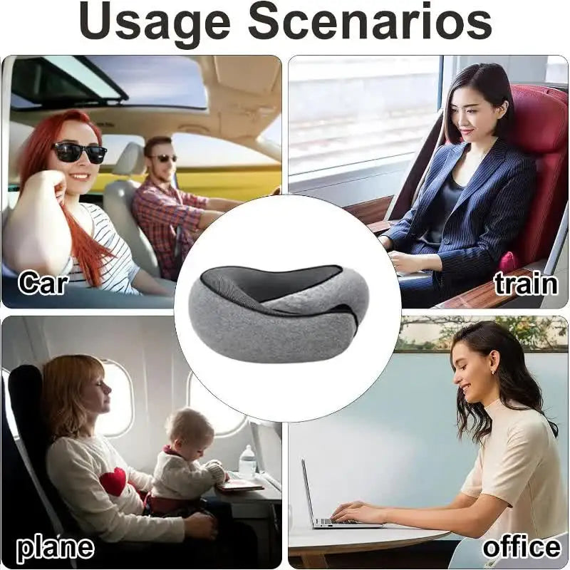 Memory Foam Travel Neck Pillow – U-Shaped, Soft & Supportive for Sleep, Noon Break & Travel Comfort