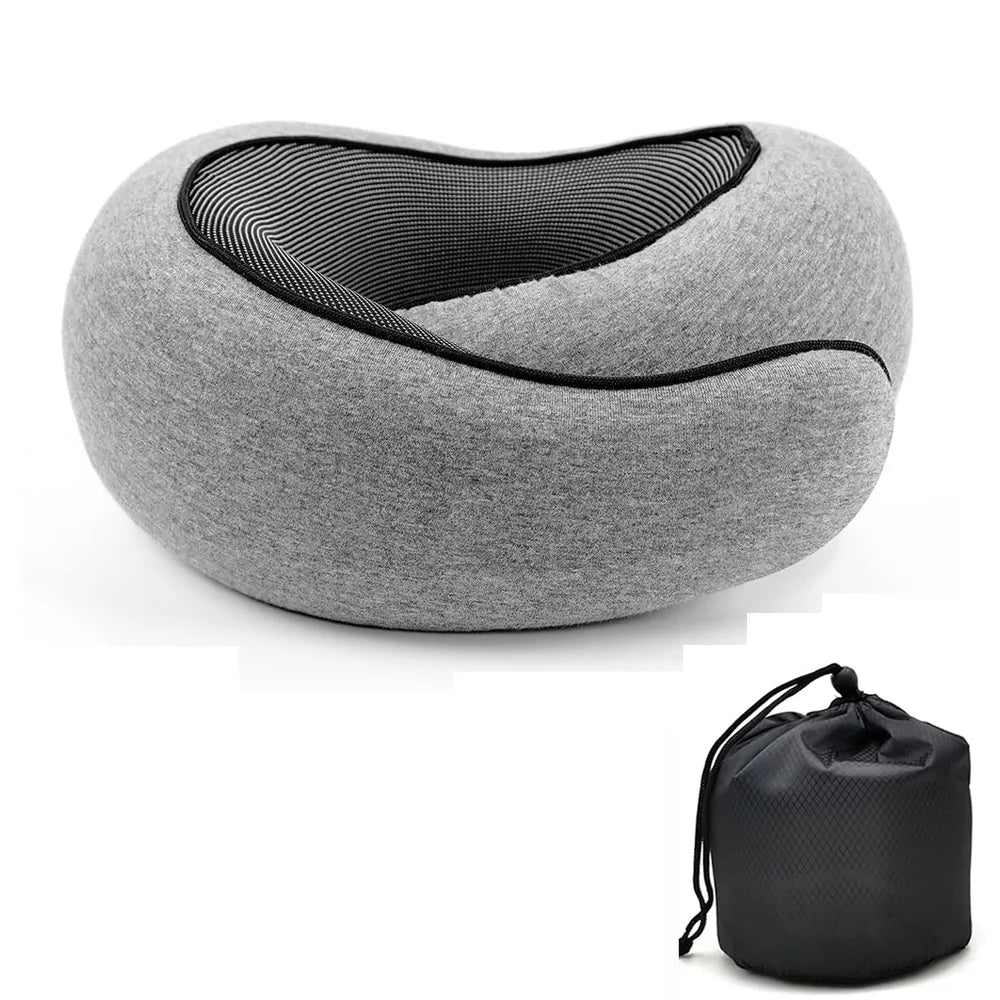 Memory Foam Travel Neck Pillow – U-Shaped, Soft & Supportive for Sleep, Noon Break & Travel Comfort