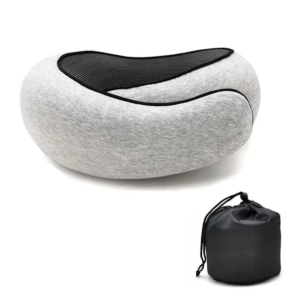 Memory Foam Travel Neck Pillow – U-Shaped, Soft & Supportive for Sleep, Noon Break & Travel Comfort